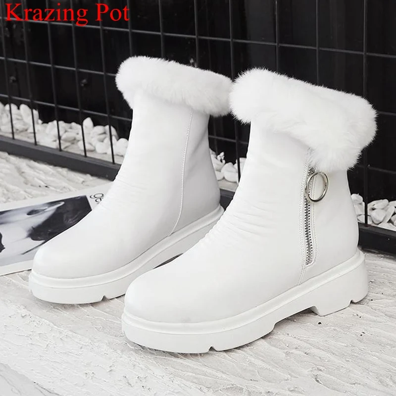 

2019 new arrival platform zipper med heels women mid-calf boots solid concise party keep warm round toe runway winter shoes L6f9