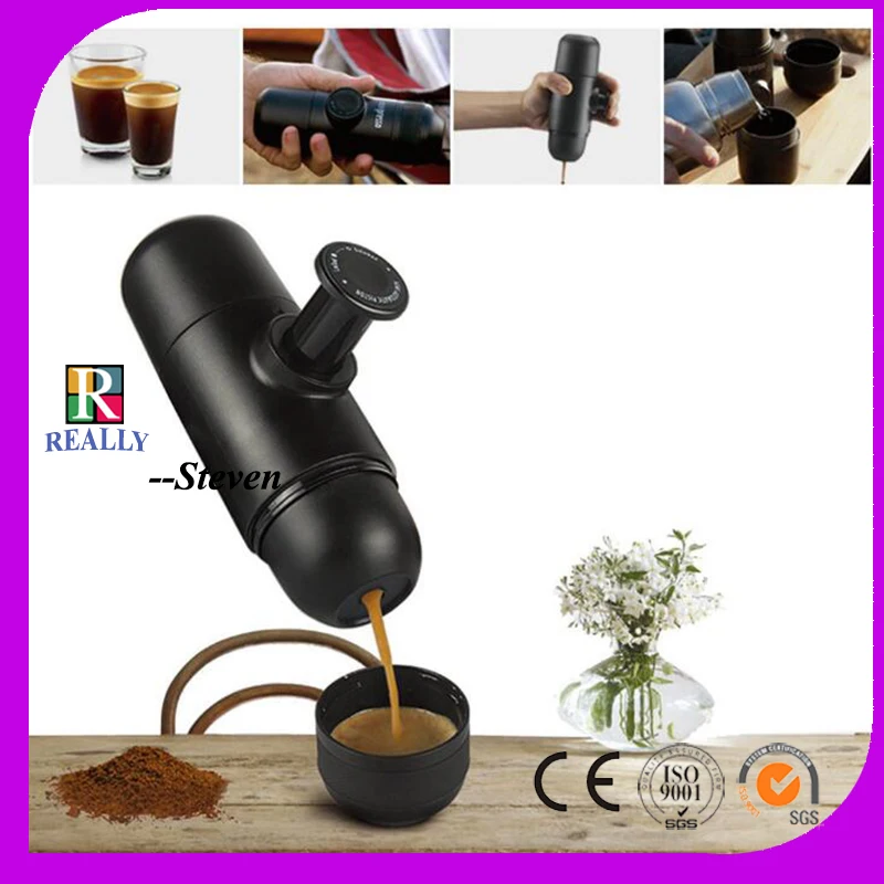 RL 6677 мини кофеварка портативная Компактная ручная для эспрессо черная ручное