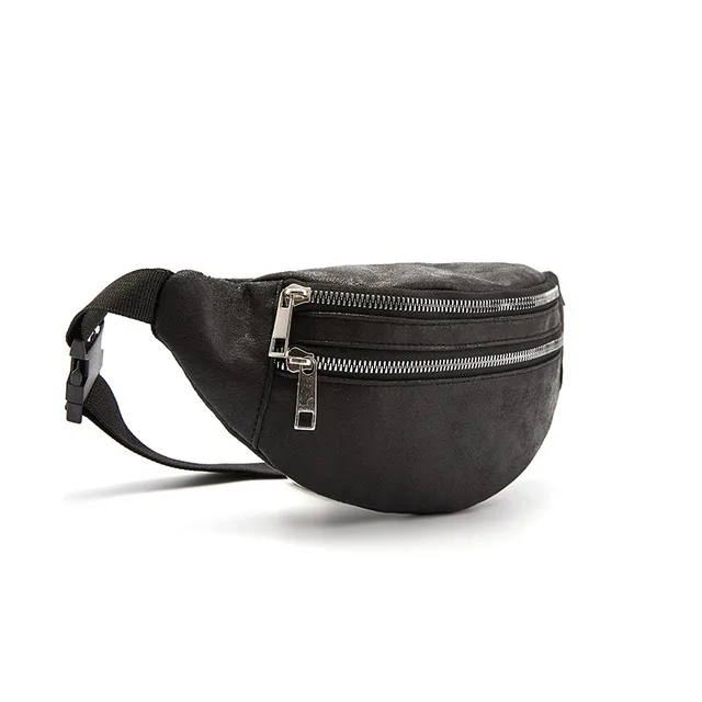 Поясная сумка, поясная сумка для путешествий, поясная сумка для телефона, модная женская сумка на пояс, двойная молния, большая вместительность, Heuptas - Цвет: Black