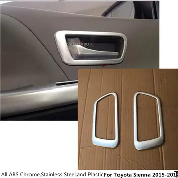 

Highest-level cover stick trim ABS chrome door inner built handle bowl frame lamp trims 2pcs for Toyota Sienna 2015 2016 2017