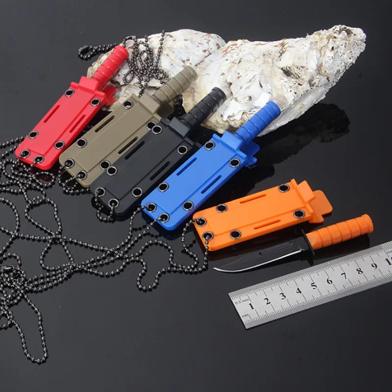

Quality Outdoor Camping Steel Fixed Blade Portable Survival Folding Hunting Knife Necklace Chain Knives