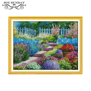 

Joy Sunday Colorful Rural Cross Stitch Scenic Pattern 11CT 14CT Counted Printed Canvas DMC Needlework Sets for Embroidery Stitch