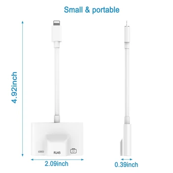 

Adapter Cable For Apple To RJ45 USB Camera Reader Charging Converter Ethernet LAN Wired Network For iPhone X/XR/XS/8/7