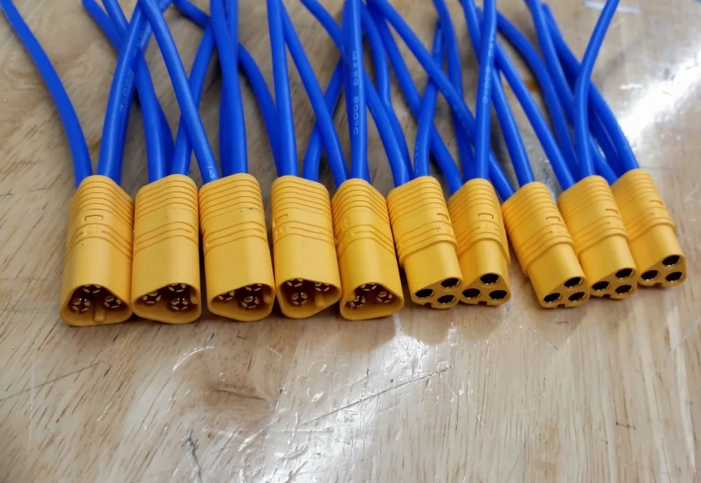 10 cm azul 14awg fio de silicone com mt60 conector 10 pcs lote 01