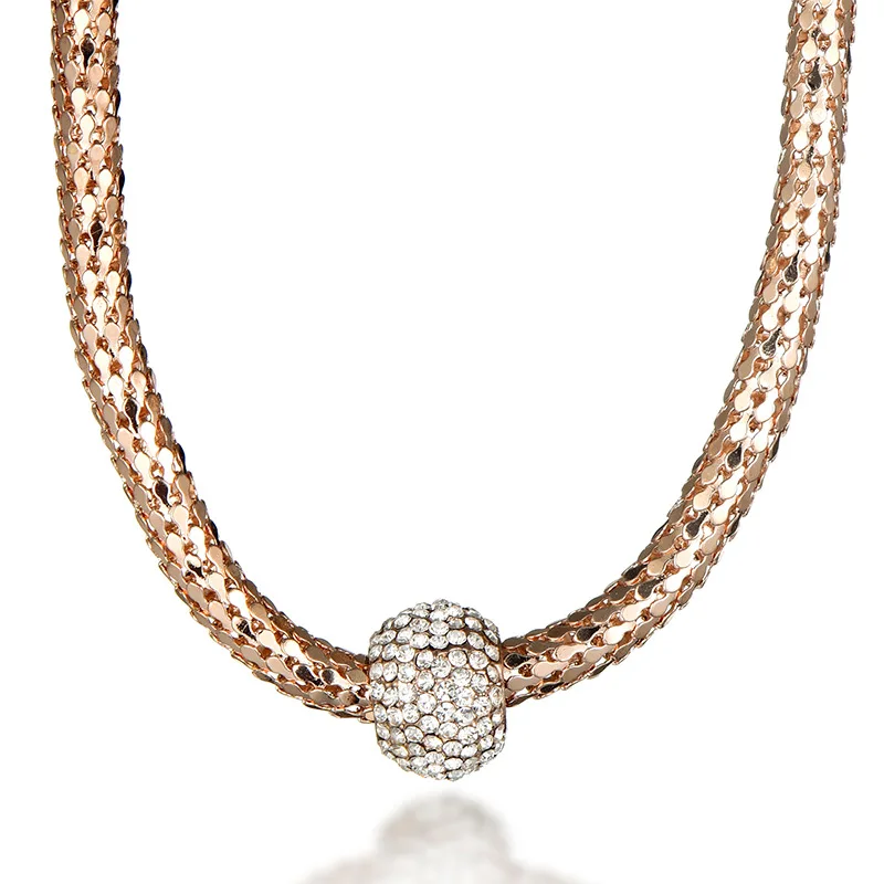 Tree Gold Color Long Necklace for Women Vintage Crystal Pendant