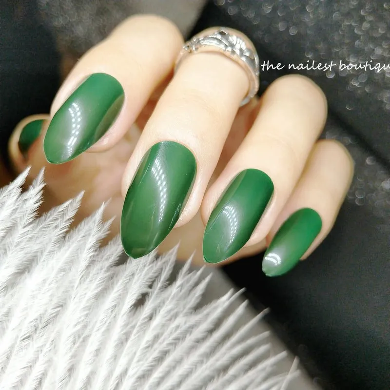 24pcs Detachable Short Pointed False Nails Designs Sharp Dark Green 24pcs Detachable Short Pointed False Nails Designs Sharp Dark Green Fake Nails For Children Clear Stiletto Nail Tips Extension-in False Nails from Beauty ... - 24pcs Detachable Short Pointed False Nails Designs Sharp Dark Green