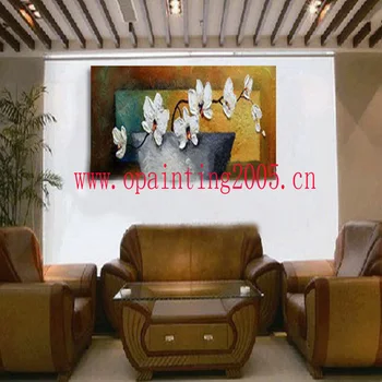 

Handmade Modern Abstract Butterfly Orchid Flowers Oil Painting on Canvas Handmade Wall Artwork Plant Palette Knife Hang Pictures
