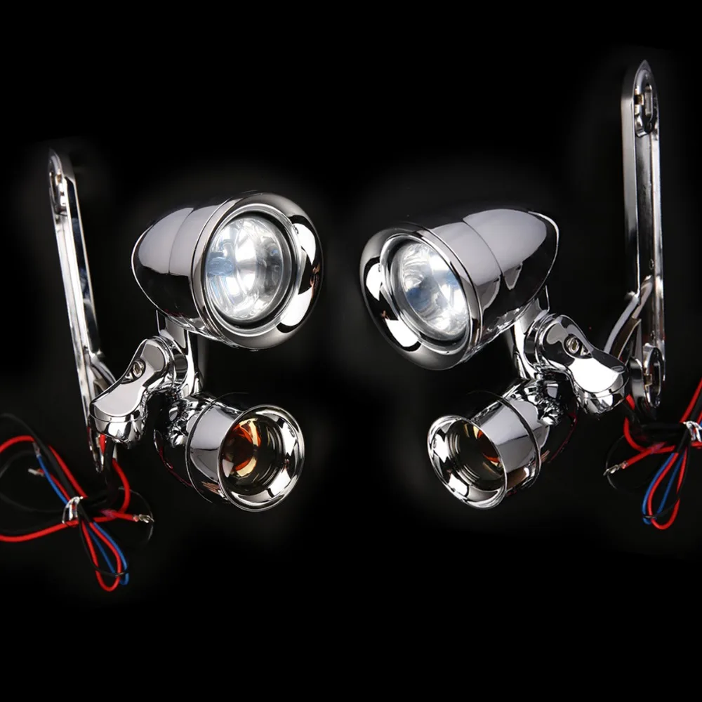 US $188.98 New Chrome Fairing Mounted Driving Lights With Smoked Turn Signals For Harley 9613 Street Glideamp9618 Road King FLHR Models