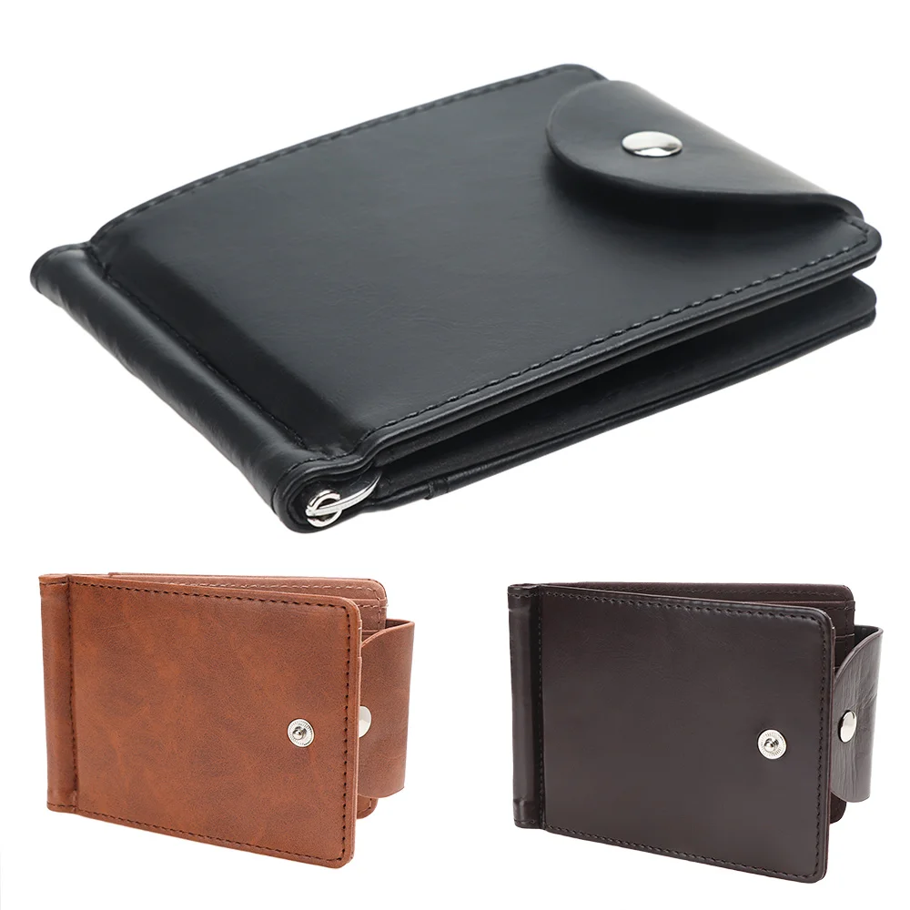 Men PU Leather Short Wallets Buckle Coin Bag Zipper Small ID Credit Money Purses Design Slim Purse Money Clip