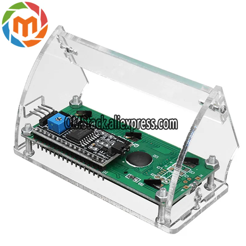 Transparent-Acrylic-Shell-For-LCD1602-LCD-Blue-Yellow-Screen-With-Screw-Nut-LCD1602-Shell-Case-Holder (2)