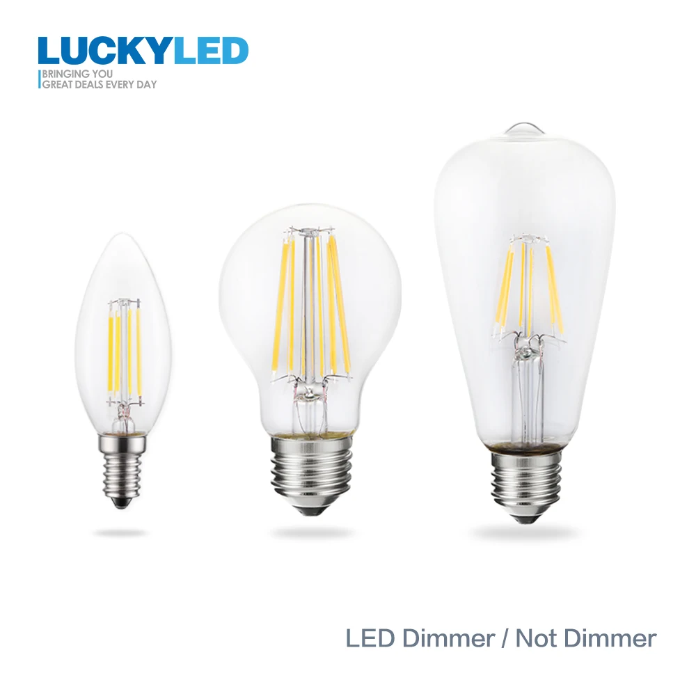 LUCKY светодиодные лампы E27 с регулируемой яркостью 2w 4w 6w 8w E14 Led Свеча светильник