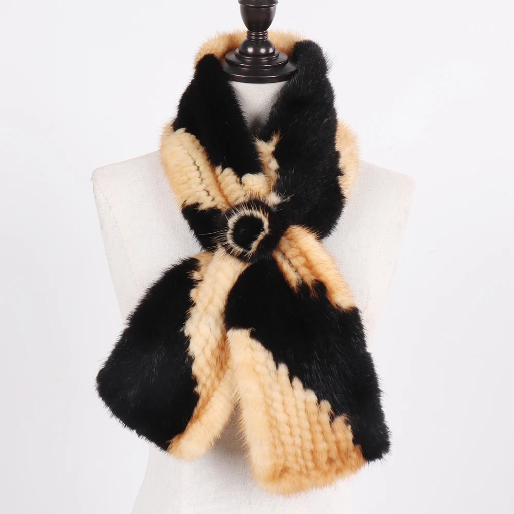 Стильный Зимний женский шарф хорошего качества из натурального меха норки, натуральный теплый вязаный меховой шарф из норки, женский натуральный меховой шарф из норки