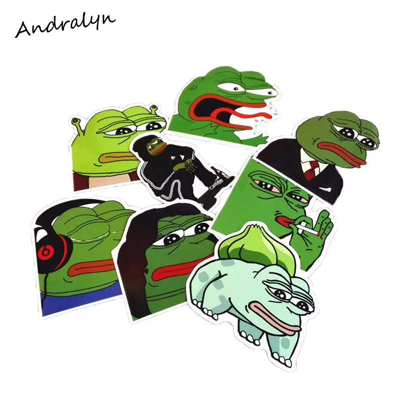 8Pcs//Lot Sad Frog Funny Sticker Car Laptop Luggage Bike Decal Toy Sticker Lable