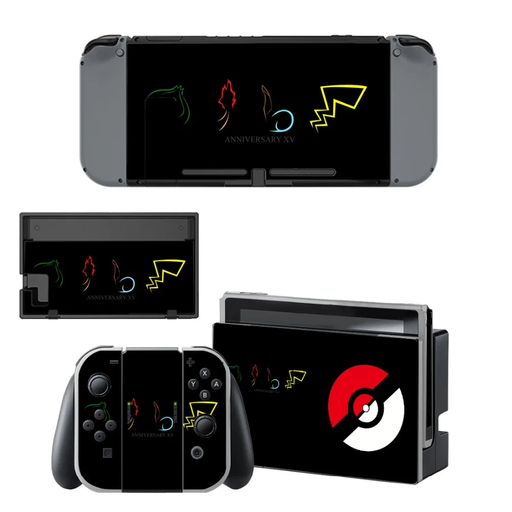 

Pokemon Go Pikachu Decal Vinyl Skin Sticker for Nintendo Switch NS Console + Controller + Stand Holder Protective Skin