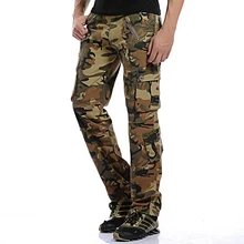 Shujin Camouflage Print Pants Autumn Casual Loose Pantalones Hombre Multi Pocket Military Sweatpants Zipper Fly Cargo Joggers