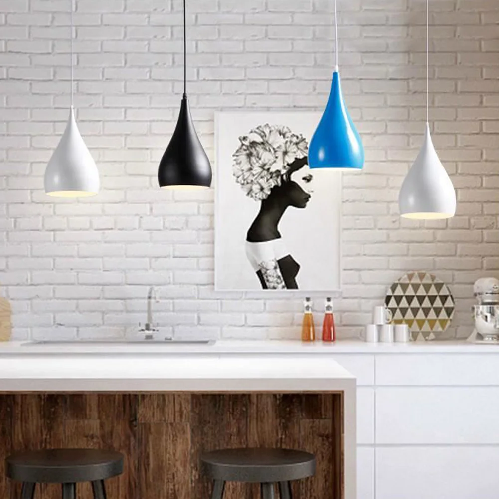 Люстра для кухни люстры для кухни Модный светодио дный светодиодный современный подвесной светильник столовая лампа Минималистичная черная алюминиевая Подвесная лампа для кухни спальни