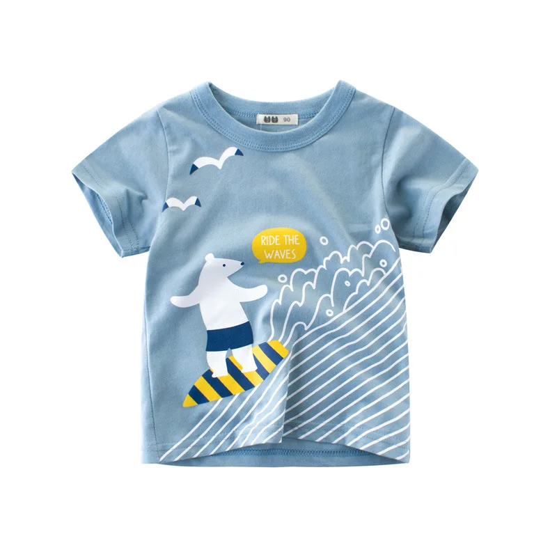 Летняя Детская футболка с короткими рукавами Топы, одежда из хлопка футболки с рисунками для маленьких мальчиков и девочек детская повседневная футболка для мальчиков