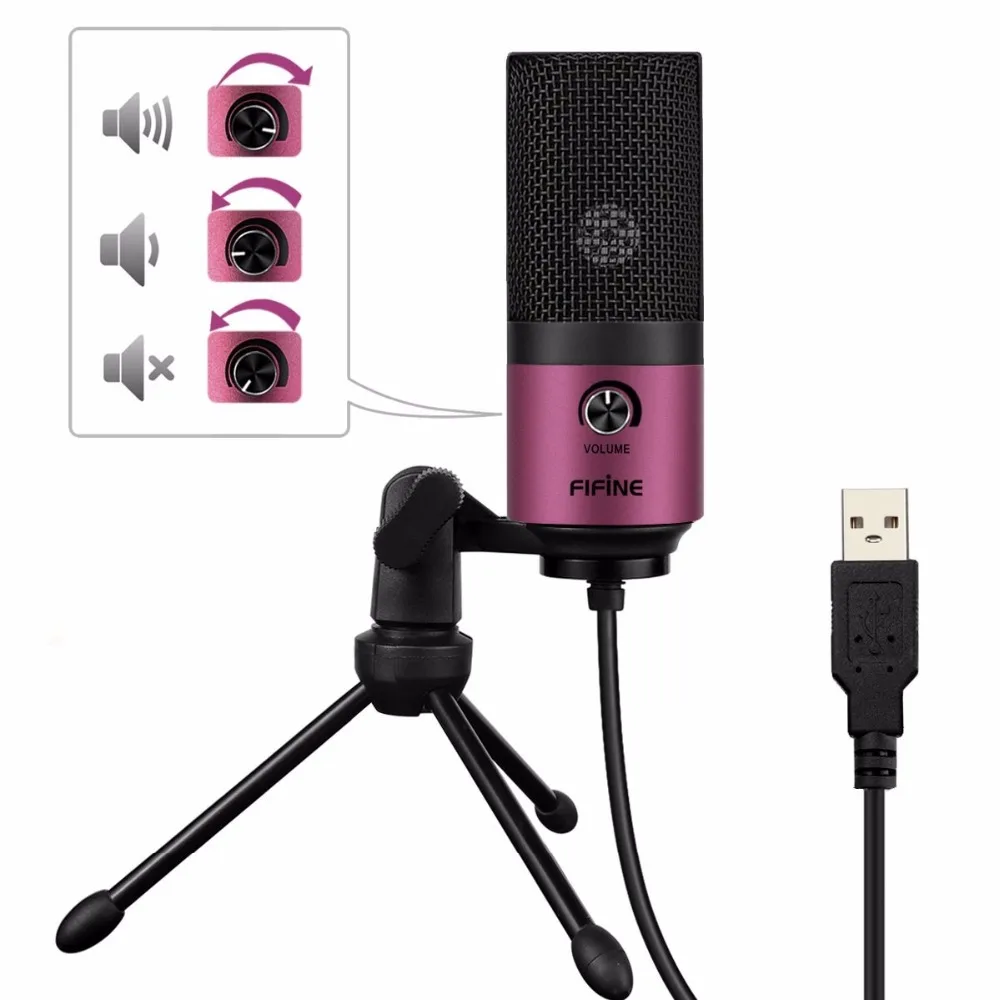 FIFINE USB конденсаторный микрофон для ПК ноутбука MAC Cardioid Studio Запись вокала голос за, YouTube