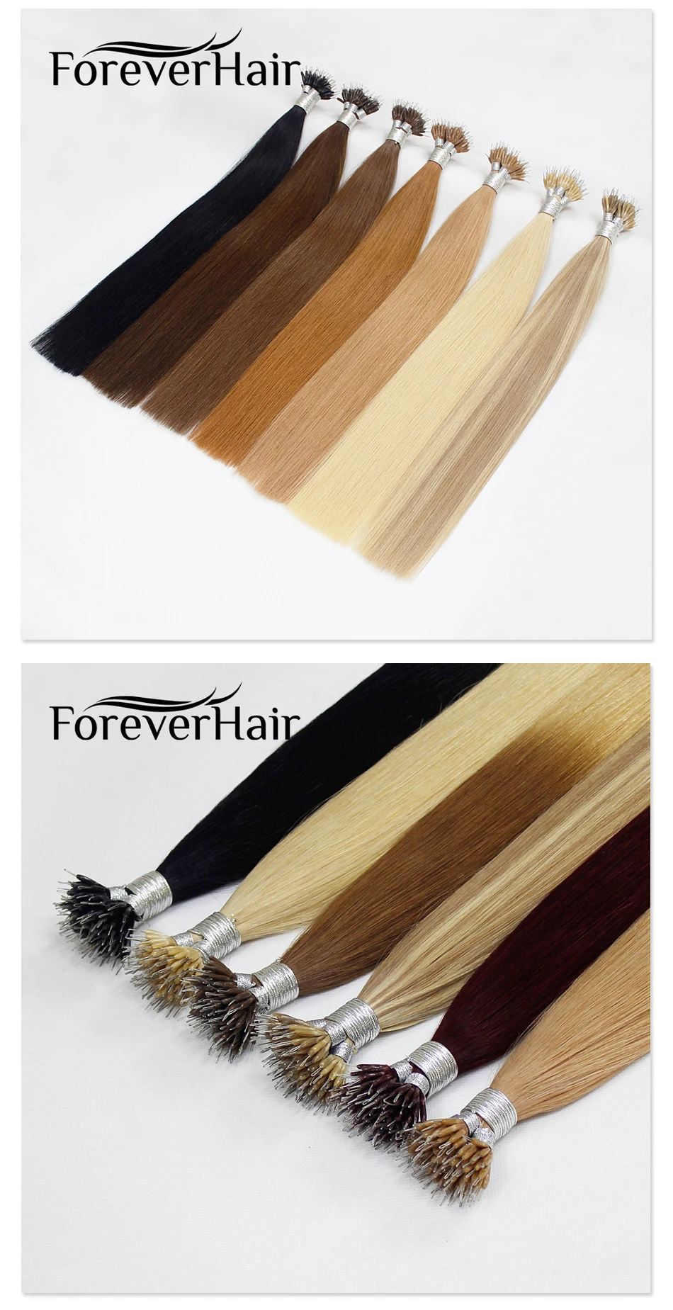 Forever Hair Professional DIY 0,5 г/локон 0,8 г/локон 1 г/локон 1,5 г/локон 2 г/локон 12-30 дюймов настоящие Remy кератиновые u-образные человеческие волосы с капсулой