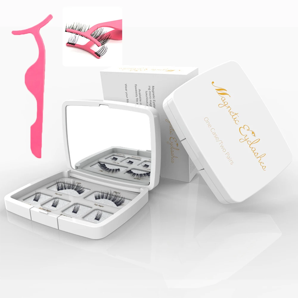 

6pcs/pair Magnetic Eyelashes Extension No Glue Reusable False Eyelashes Makeup Tools with Mirror Tweezer Magnetic Eye Lashes