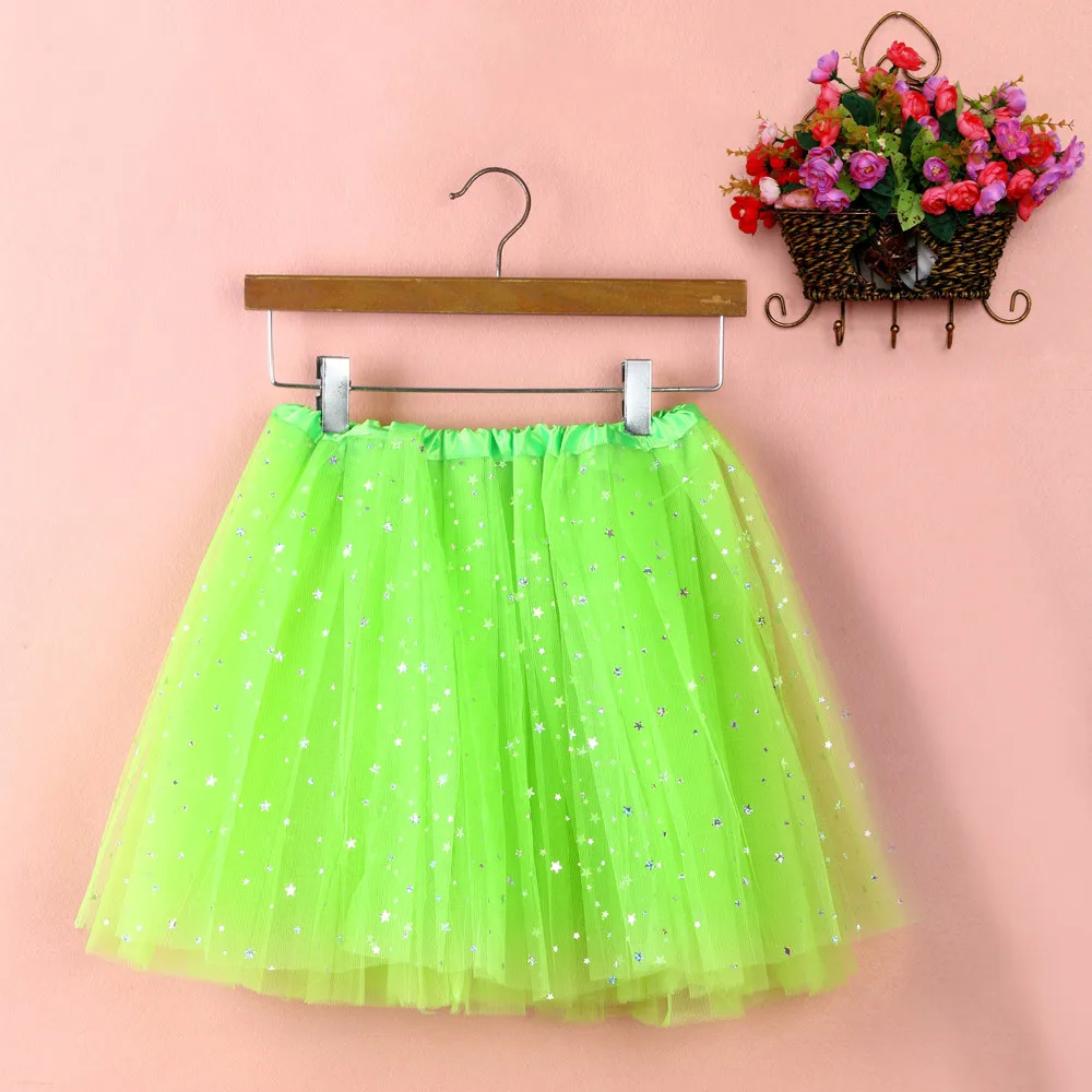 Fashion Short Skirt For Womens Tulle Skirt Pleated Mini Skirt Gauze Girls Ladies Tutu Dancing Skirts 13 Colors rokken jupe falda - Цвет: Bright Green