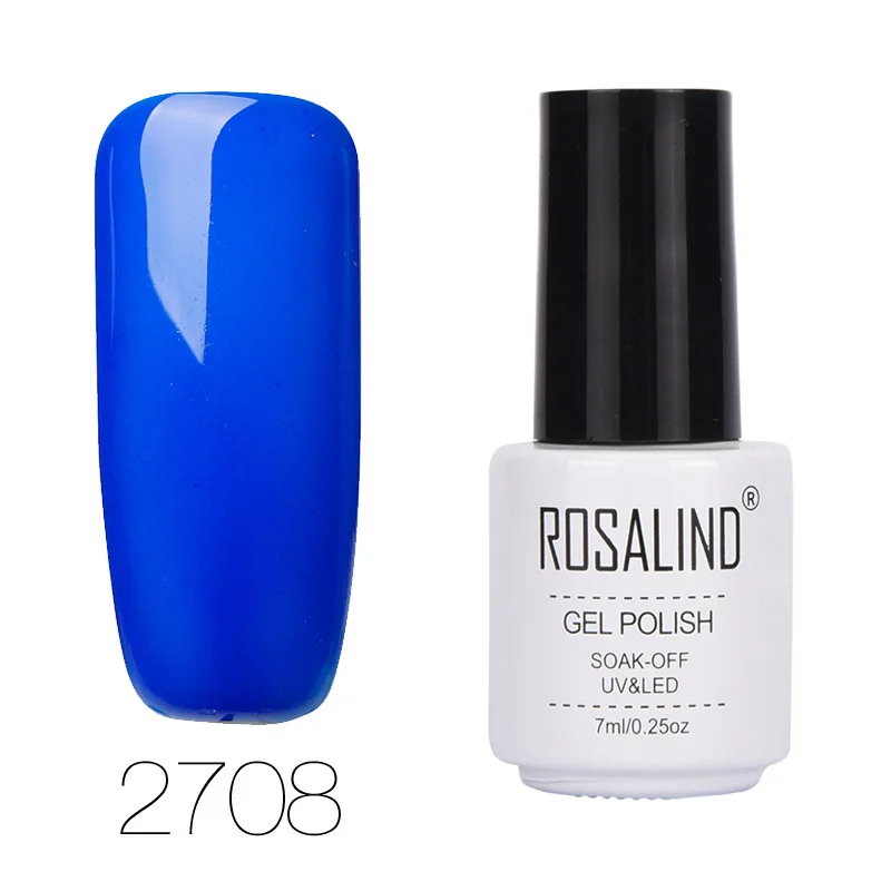 1 шт., профессиональный светодиодный УФ-гель для ногтей, долговечный, 7 мл, белый флакон, замачиваемый, голубой стиль, Rosalind, Гель-лак для ногтей для женщин - Цвет: 708