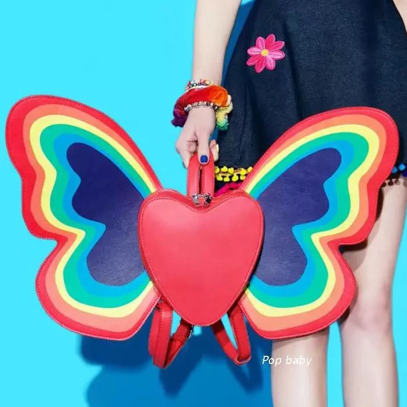 

New Happy Backpack Butterfly Wings Mini Backpack For Girls Angel Wings Daypack Casual Women's School Bag