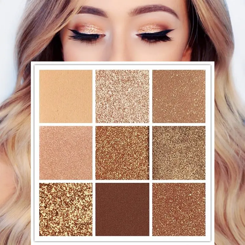 

Eye shadow Charming Eyeshadow Pigment Palette Makeup Cosmetic Diamond Glitter Metallic 9 Color Eye Shadow Kit Q1