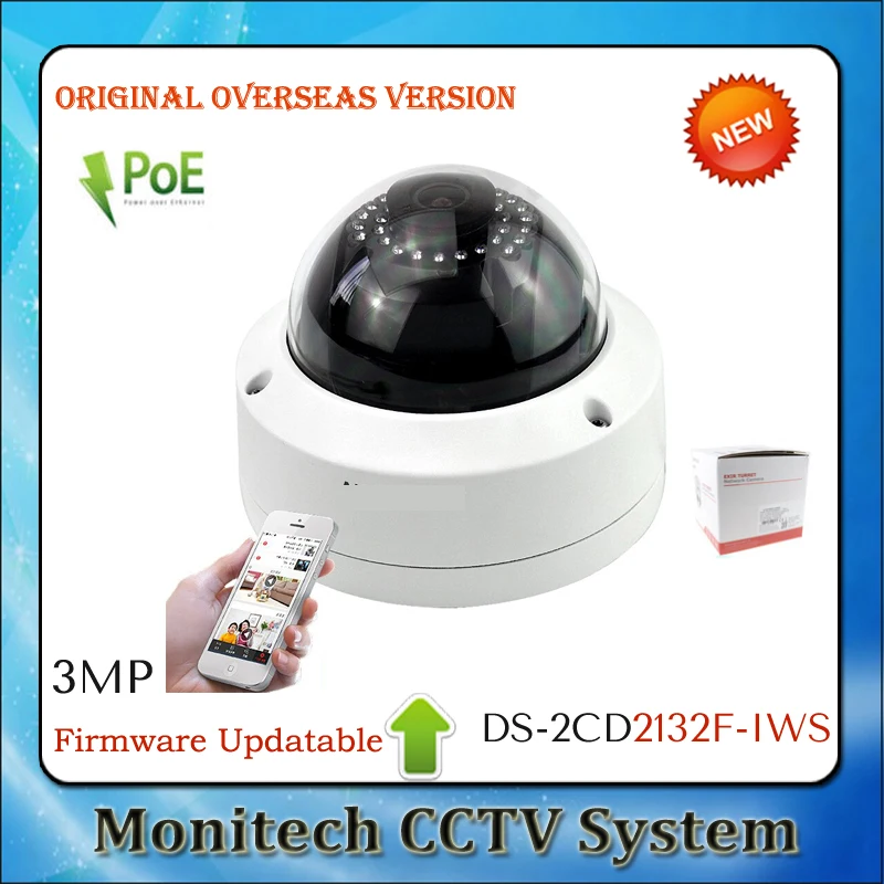 

Original HIK Overseas Version Updatable DS-2CD2132F-IWS Mini WIFI Wireless POE 3MP 1080P IR Outdoor Dome Network CCTV IP Camera