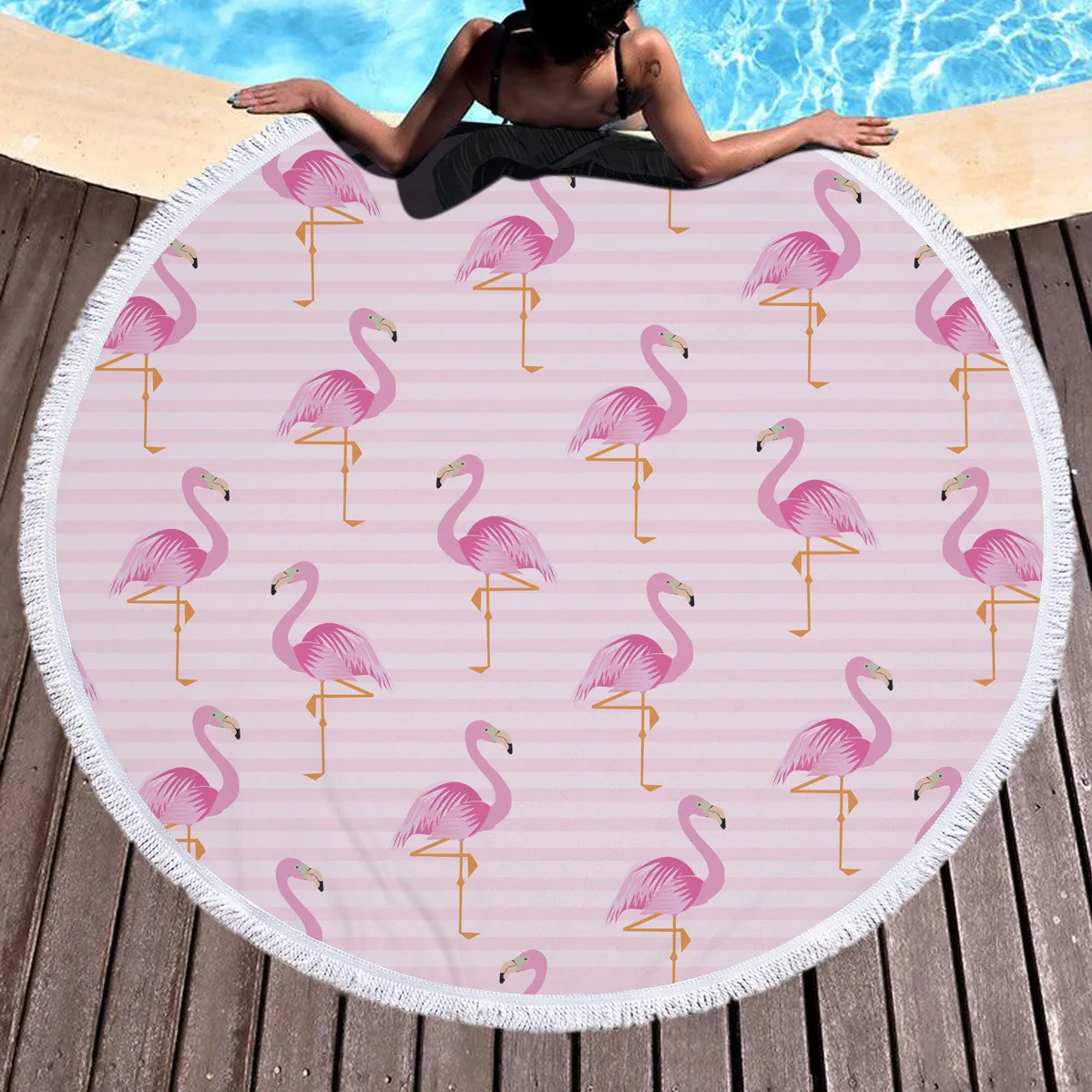 Горячая тропический Фламинго круглая Пляжная накидка для пляжа коврик полотенце плед, коврик для йоги Лето саронг плащ кемпинг коврик