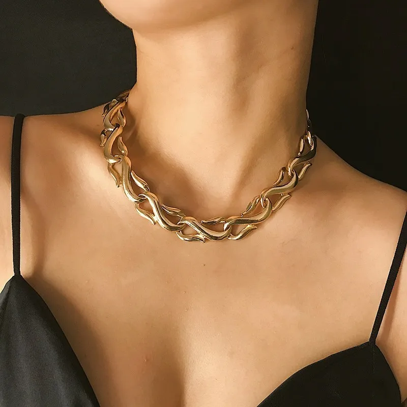

Hip Hop Chunky Necklace Punk Gold/Silver Color Personalized Choker Necklace for Women Thick Chain Necklace Female Collier 2019