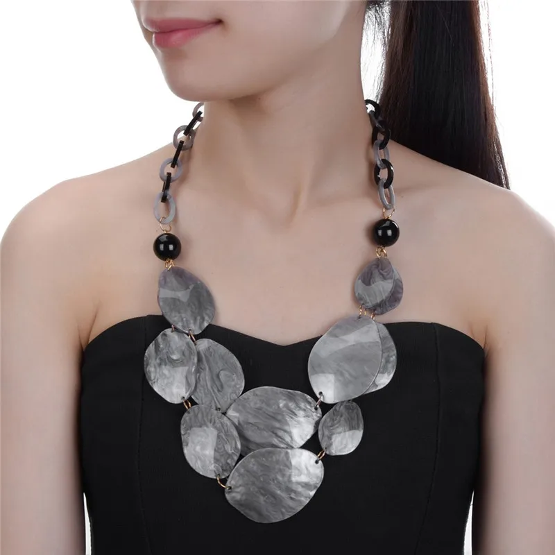 Women Fashion Bohemia Pendant Choker Chunky Chain Bib Necklace Statement Jewelry 