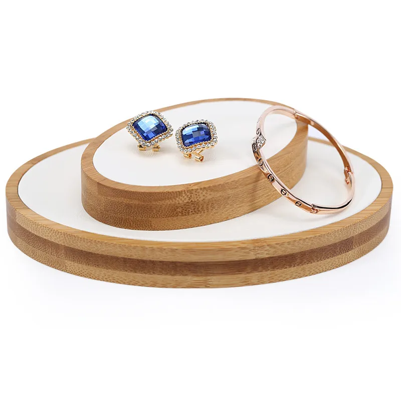 2 pcs Bamboo Wood Jewelry Display Blocks Bangle Bracelets Earrings Ring Pendant Necklace Display
