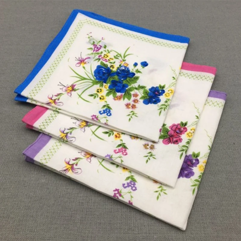  Set 12Pcs Floral pattern handkerchiefs Cotton blended fabric for Child Female clothing