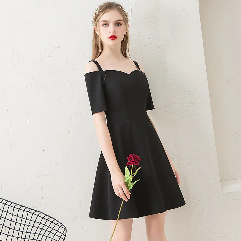 Short Cocktail Dresses Elegant Modest Dress for Women Vestido De Coctel Little Black Above Knee Prom Gown Robe De Mini New
