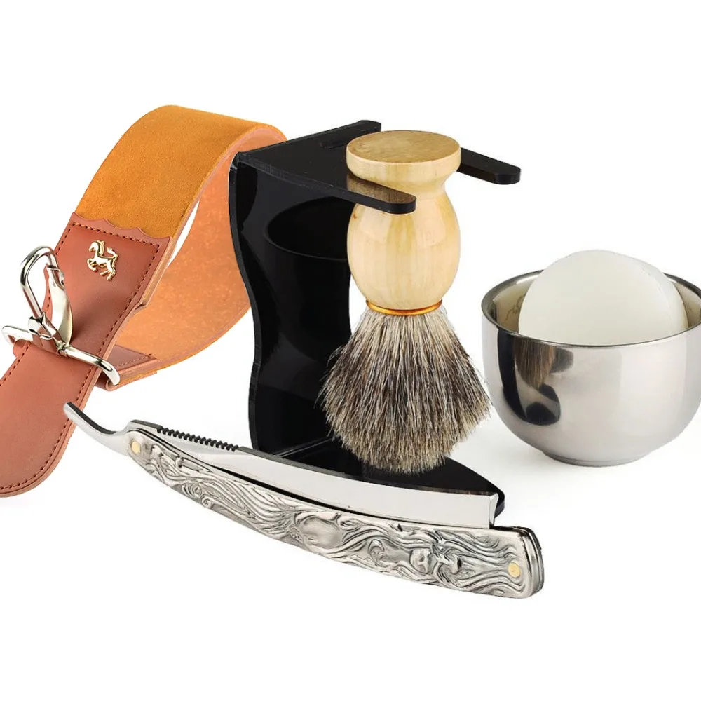 ZY Shaving Set Straight Razor Badger Hair Shaving Brush Men's Shave