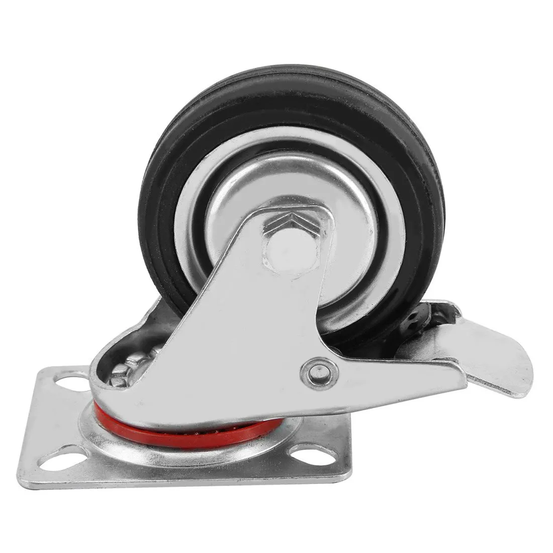 4x75mm New Heavy Duty Rubber Swivel Castor Wheels Brake Trolley