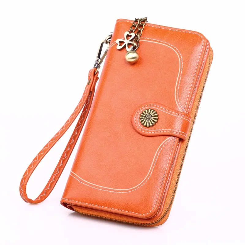 Women's Long Leather Cell Phone Wallet Large Capacity - Funiyou