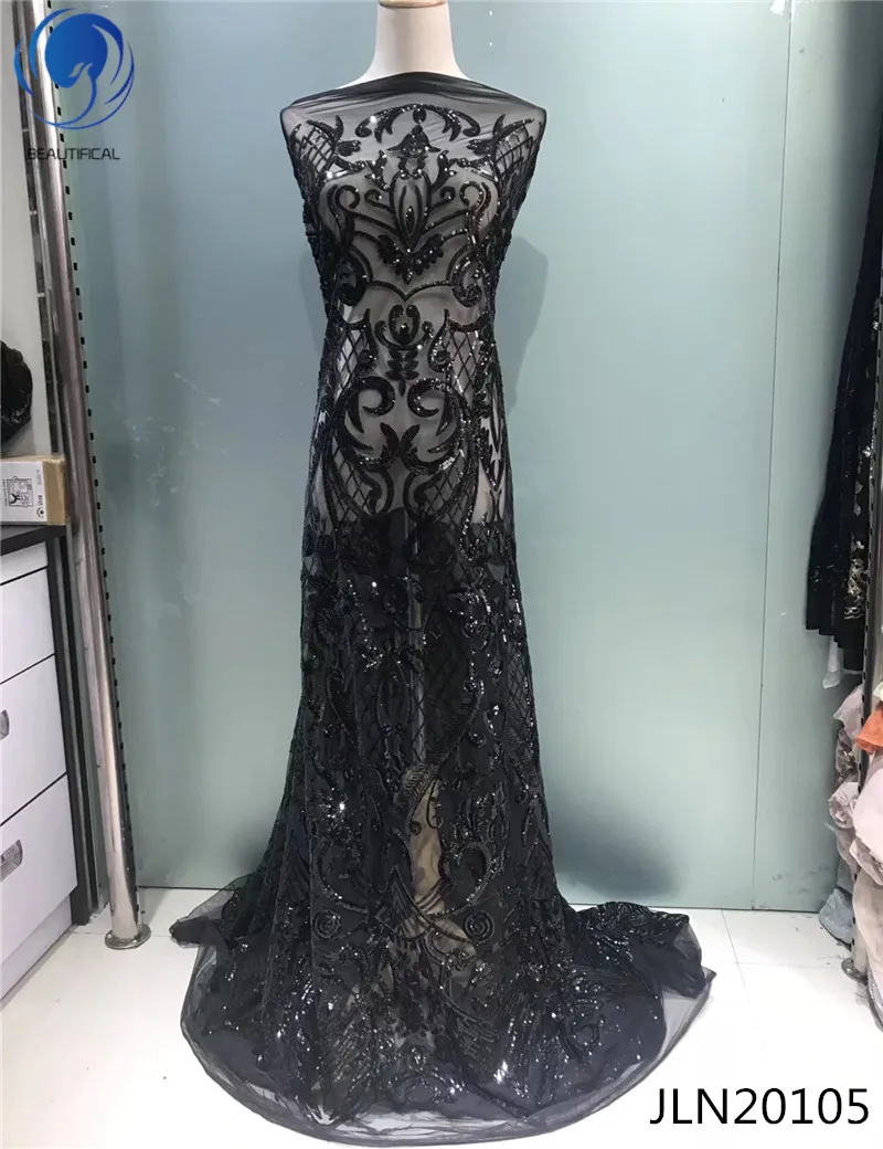 BEAUTIFICAL Золотой кружевной ткани Золото Тюль кружевная ткань чистая с пайетками