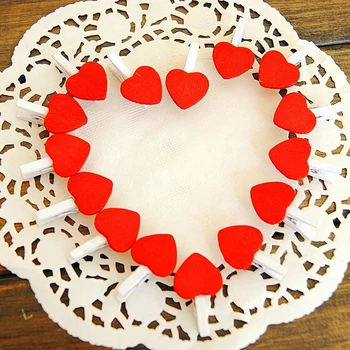 

FangNymph 10Pcs/Pack Mini Heart Love Wooden Clothes Photo Paper Peg Pin Clothespin Craft Postcard Gift Clips Decoration