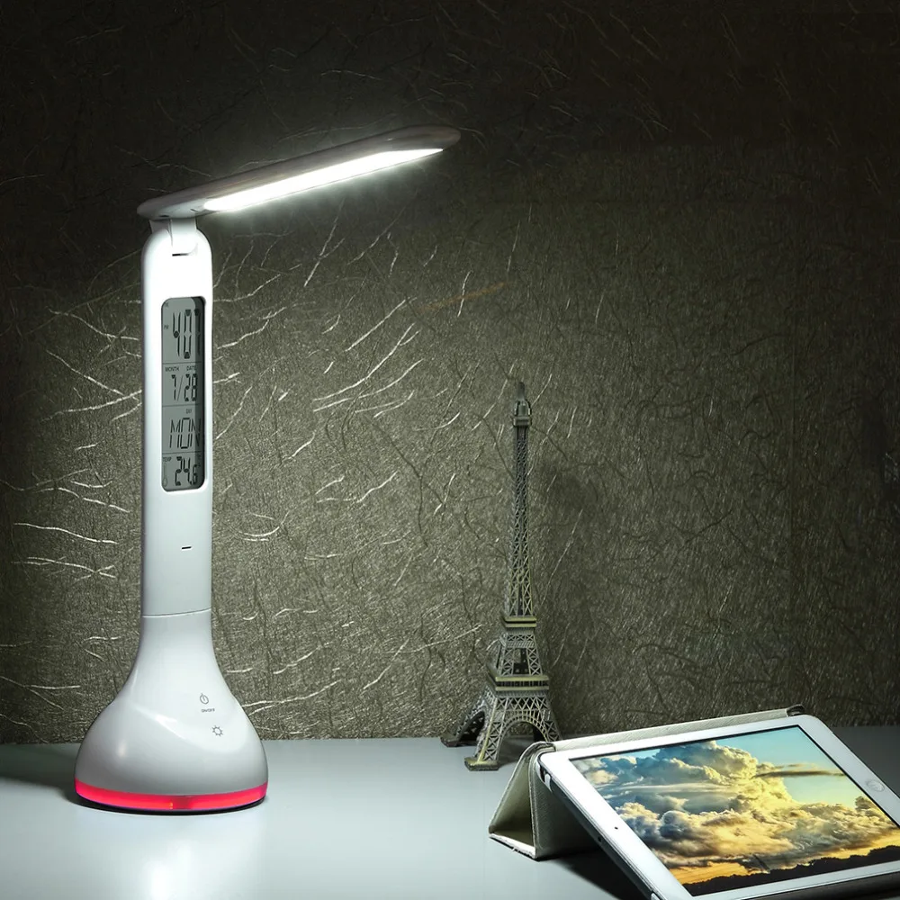 

LED Touch Dimmer Desk Lamp USB Rechargeable Student Study Reading Lamp Foldable LED Desk Lamp with Calendar