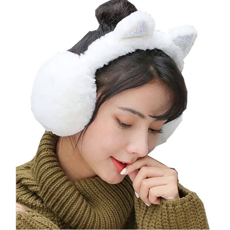 New 2019 Cute Ear Design Winter Women Earmuffs For Women Girls Fur
