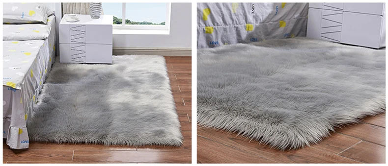 Современные мягкие квадратные прямоугольные коврики из искусственного меха, плюшевые коврики из овечьей шерсти для спальни, ковры для детской комнаты M003