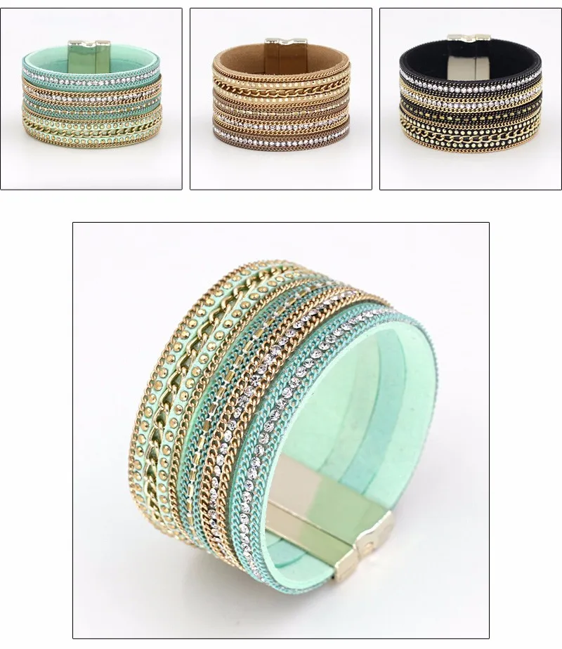 VONNOR ювелирные изделия для женщин Многослойные бархатные ленты цепи браслеты с магнитной застежкой для женщин