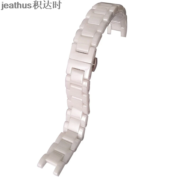 Jeathus Бабочка Пряжка ремешок вогнутый керамический ремешок для часов Ремешок 20*11 16*9 мм Браслет замена для gucci omega GC - Цвет ремешка: white