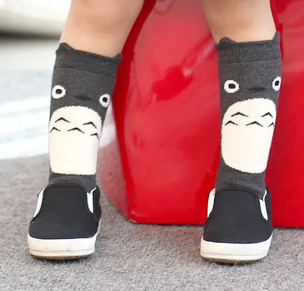 Противоскользящие носки для маленьких мальчиков и девочек хлопковые гетры с милой лисой, котом, Гольфы с резиновой подошвой, носки для малышей - Цвет: dark grey