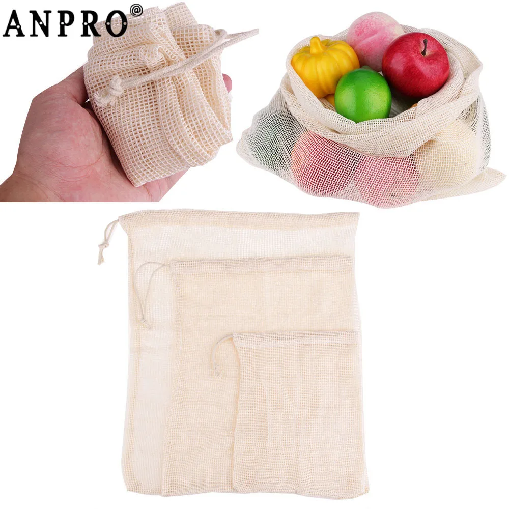 

Reusable Produce Bags 3 Different Size Natural Cotton ECO-Friendly Recyclable Washable Shopping Bags for Fruits Vegetables Toys