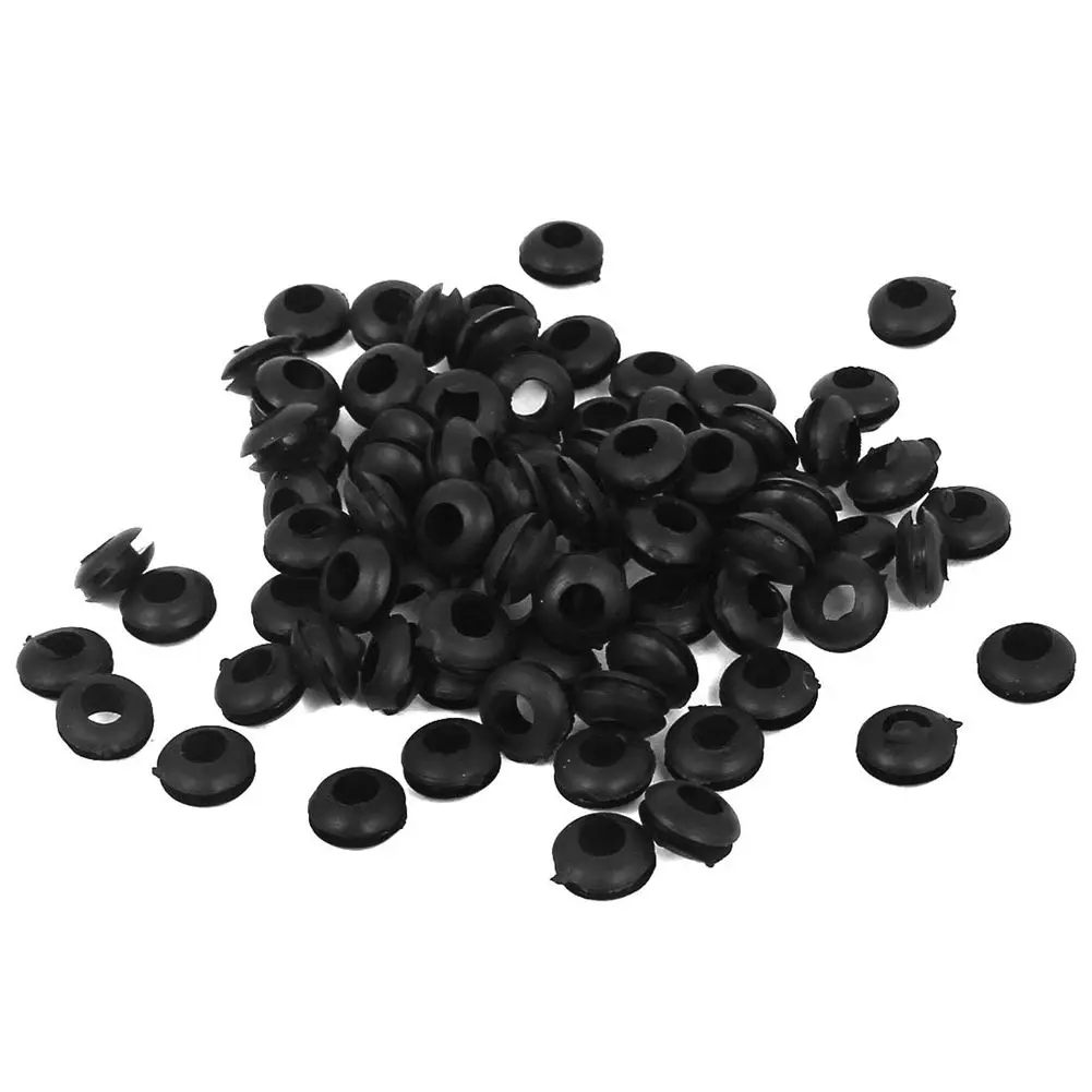 90pcs Black Rubber Grommet Electrical Cable Wire Gasket 1.5mm Groove