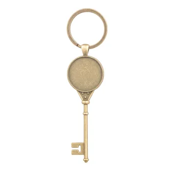 

10pcs 25mm Inner Size Key Pendant Silver and Bronze color Cameo Cabochon Base Setting Charms Diy Keychain Findings