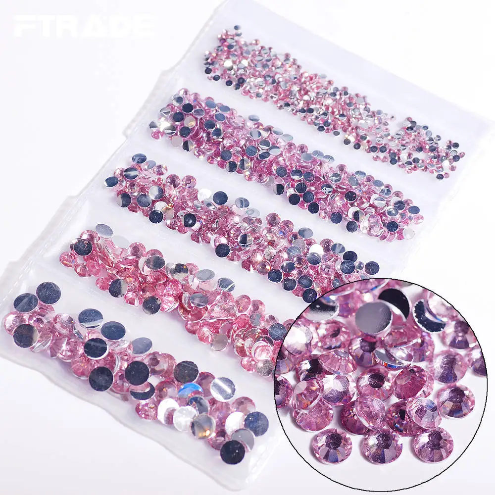 1 упаковка, 2 мм-6 мм, полимерные круглые Стразы для ногтей с плоской задней поверхностью, цветные, для маникюра, очаровательные, для макияжа, драгоценные камни, 1000 шт - Цвет: Light pink